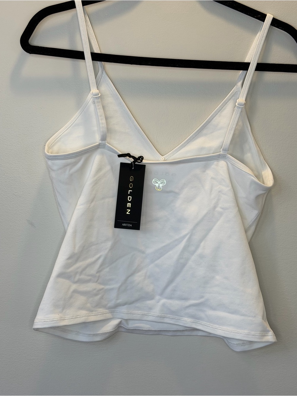Aritzia White V-Neck Slim Strap Camisole